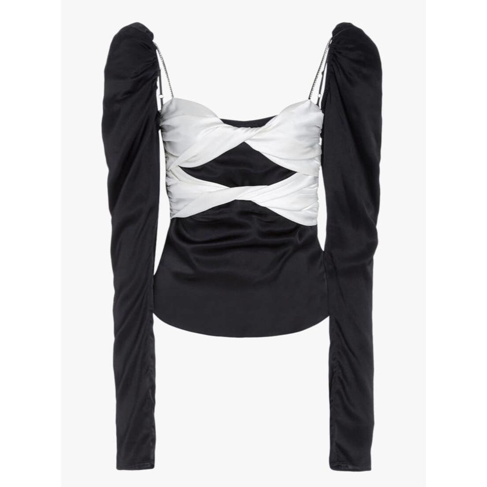 The Bar Silk Twist Top in Ivory and Black